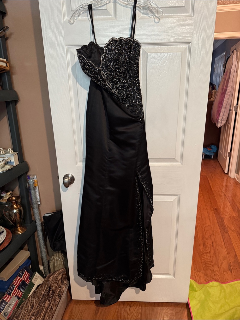 Deep Burgendy Beaded Strapless Evening Gown